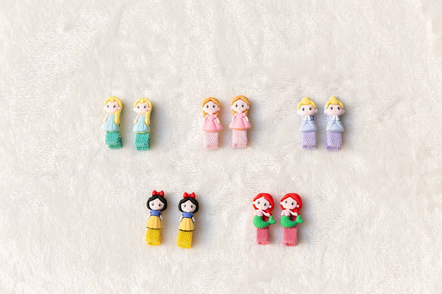 Girl Hair Clip sets, Infant Girl Fringe mini Clips, Cute Frozen Elsa Rapunzel Snow White Mermaid Anna hair clips set, Pigtail hair clip gift