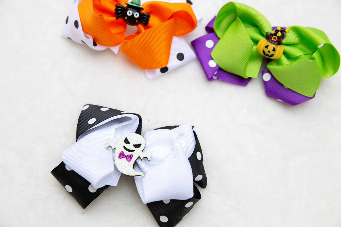 2024 Halloween bow hair clip for baby girl toddler kids, big oversize spooky pumpkin spider cute ghost hair bow clips trick or treat event