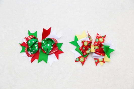 BIG Christmas bow hair clips 10X13 cm for baby toddler girl kids, 2023 Christmas gift glitter red green snowflake ribbon bow party accessory