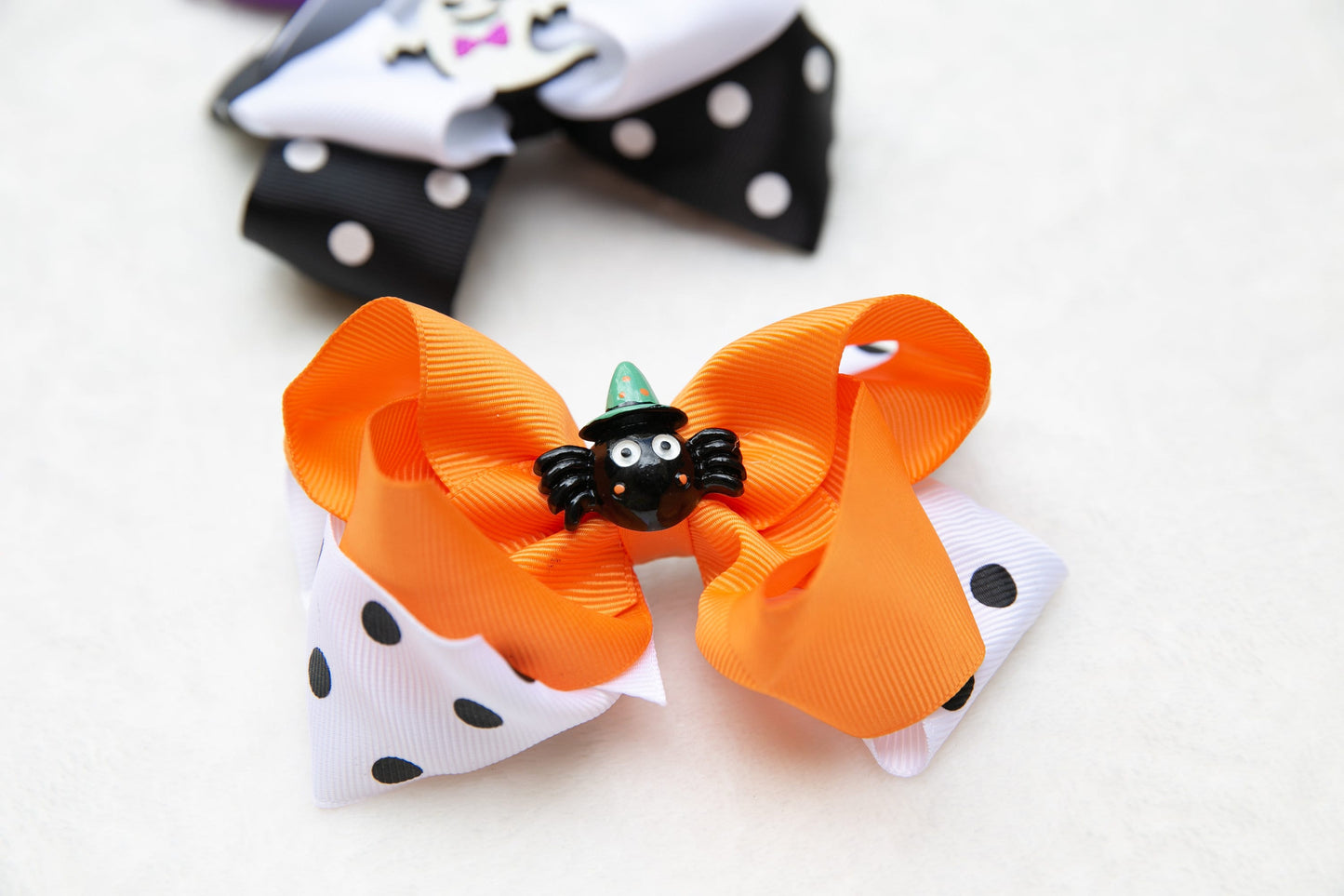 2024 Halloween bow hair clip for baby girl toddler kids, big oversize spooky pumpkin spider cute ghost hair bow clips trick or treat event