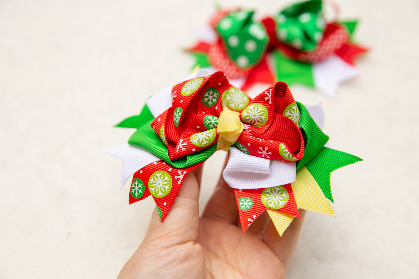 BIG Christmas bow hair clips 10X13 cm for baby toddler girl kids, 2023 Christmas gift glitter red green snowflake ribbon bow party accessory