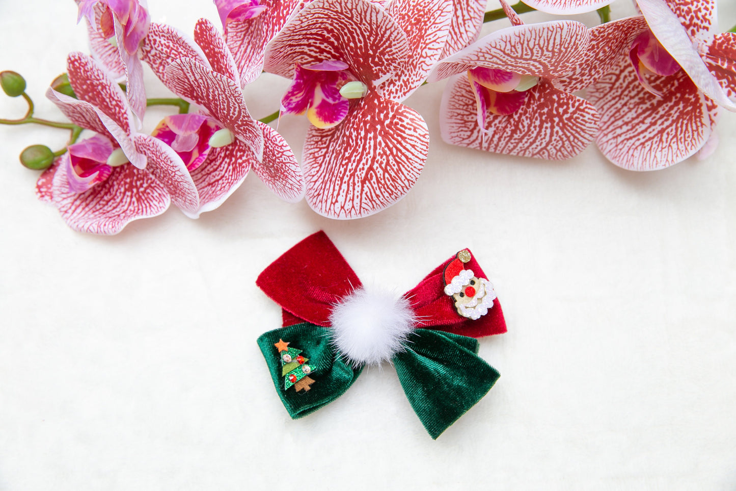 2023 Handmade Christmas bow hair clip for baby girl toddler kids hair accessories gift, big large clip Velvet hair bow tie Christmas gift