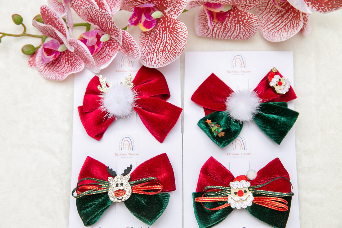 2023 Handmade Christmas bow hair clip for baby girl toddler kids hair accessories gift, big large clip Velvet hair bow tie Christmas gift