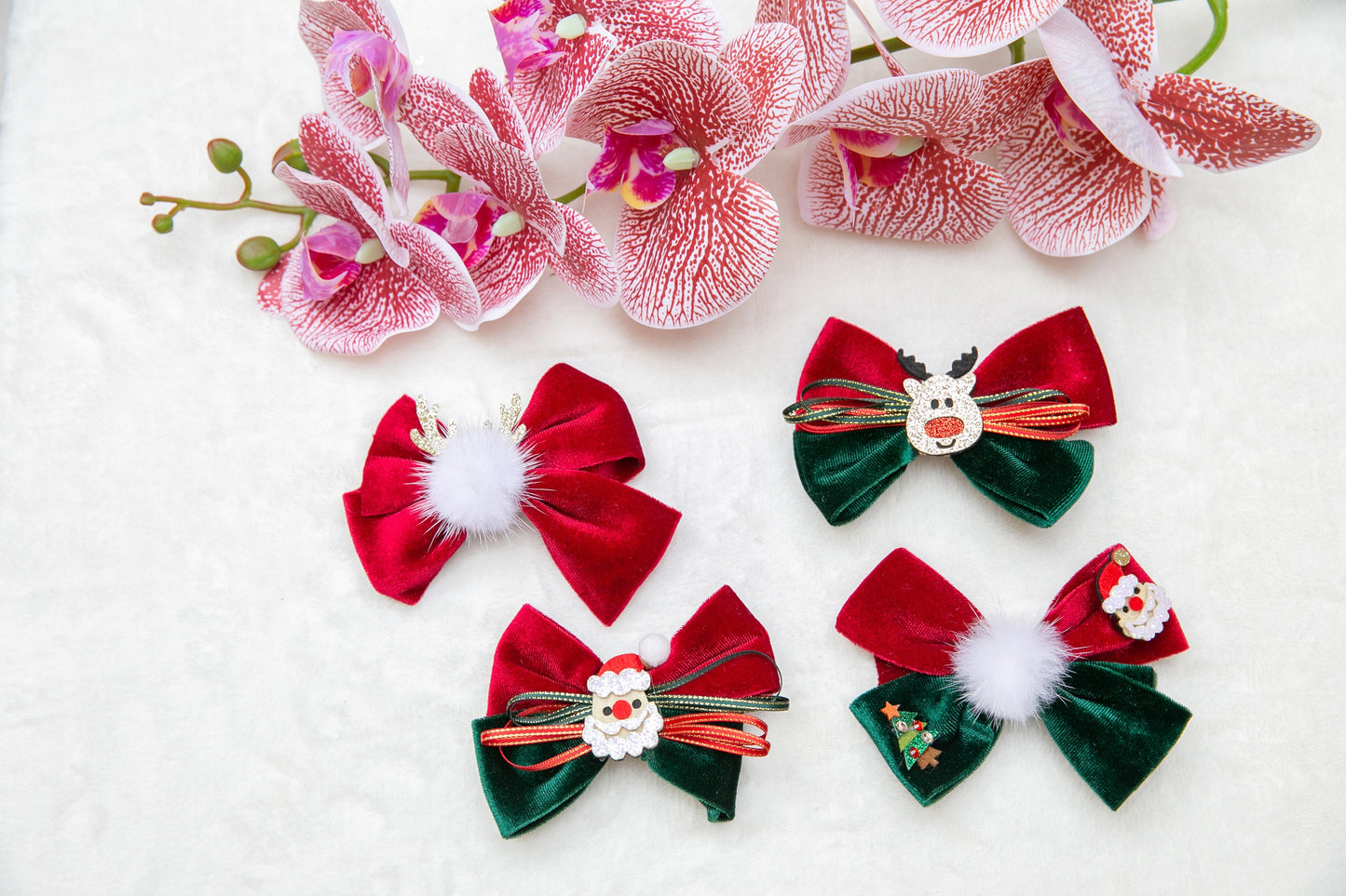 2023 Handmade Christmas bow hair clip for baby girl toddler kids hair accessories gift, big large clip Velvet hair bow tie Christmas gift