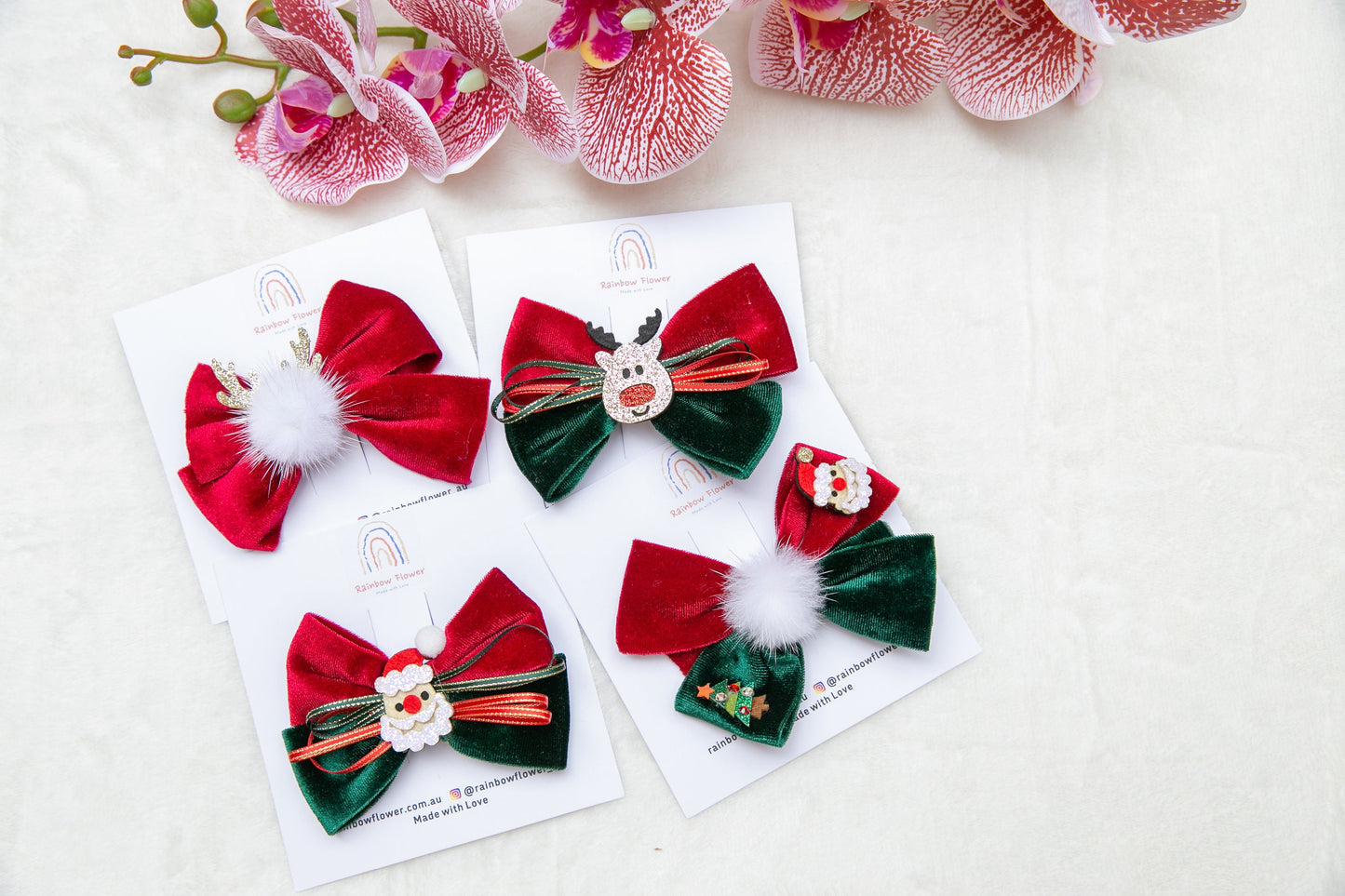 2023 Handmade Christmas bow hair clip for baby girl toddler kids hair accessories gift, big large clip Velvet hair bow tie Christmas gift