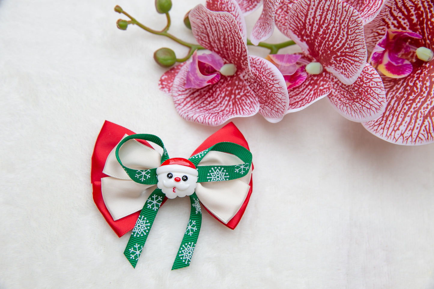 Good quality handmade Christmas bow hair clip for baby girl toddler kids hair accessories gift, big large clip hair bow tie Christmas gift