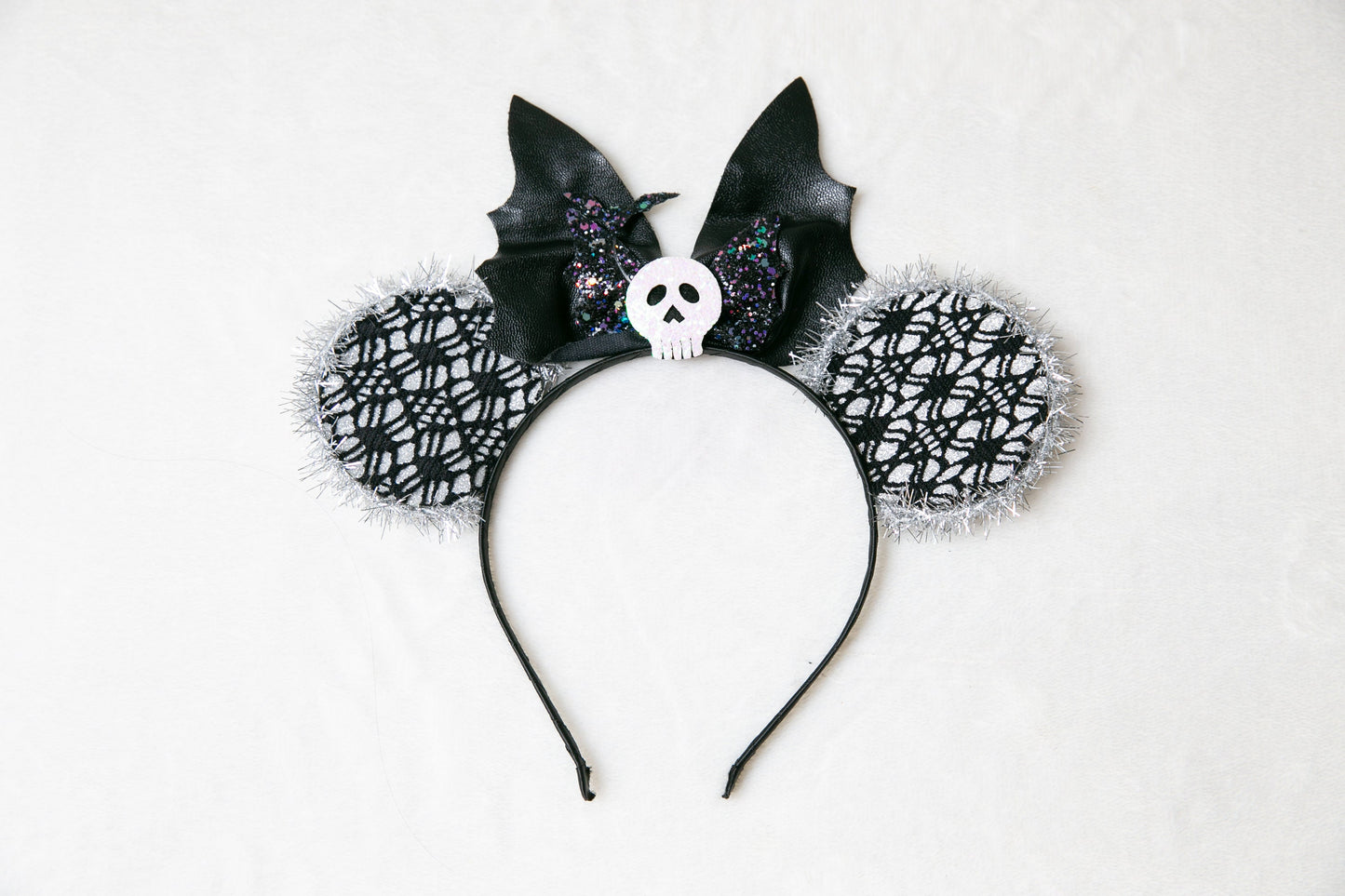 Spooky Skull Oversized Women teen girls Halloween headband Headpiece, cute Mickey mouse ears, hair loop halloween party Costume accessory