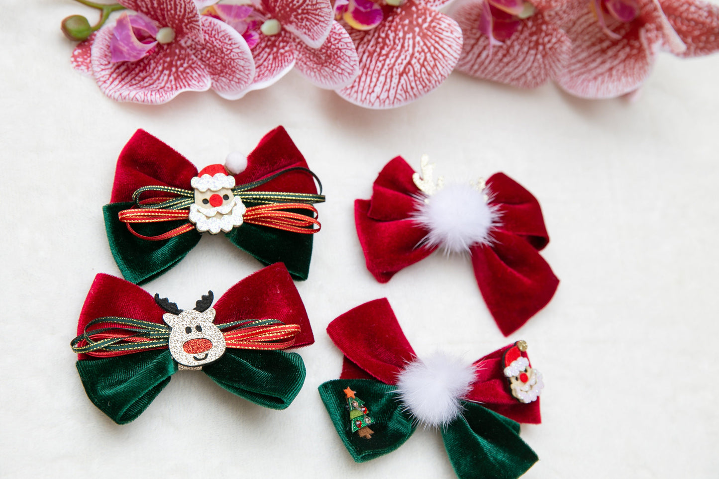 2023 Handmade Christmas bow hair clip for baby girl toddler kids hair accessories gift, big large clip Velvet hair bow tie Christmas gift