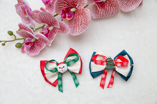 Christmas Piggy Bows Girls Hair Clip Accessories Pigtail Ponytail big Baby Bow Glitter Christmas Holly Red White Green Gifts For Toddlers