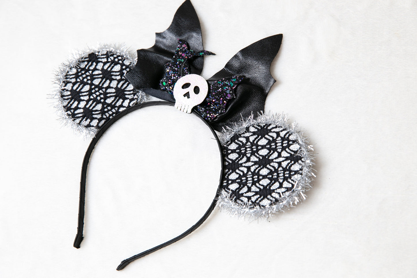 Spooky Skull Oversized Women teen girls Halloween headband Headpiece, cute Mickey mouse ears, hair loop halloween party Costume accessory