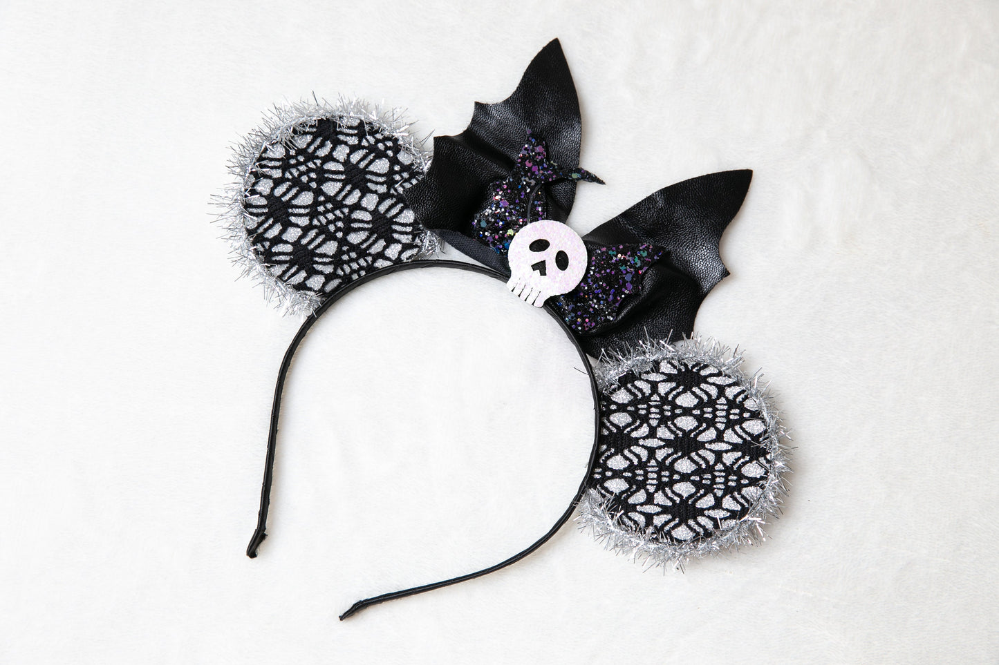 Spooky Skull Oversized Women teen girls Halloween headband Headpiece, cute Mickey mouse ears, hair loop halloween party Costume accessory