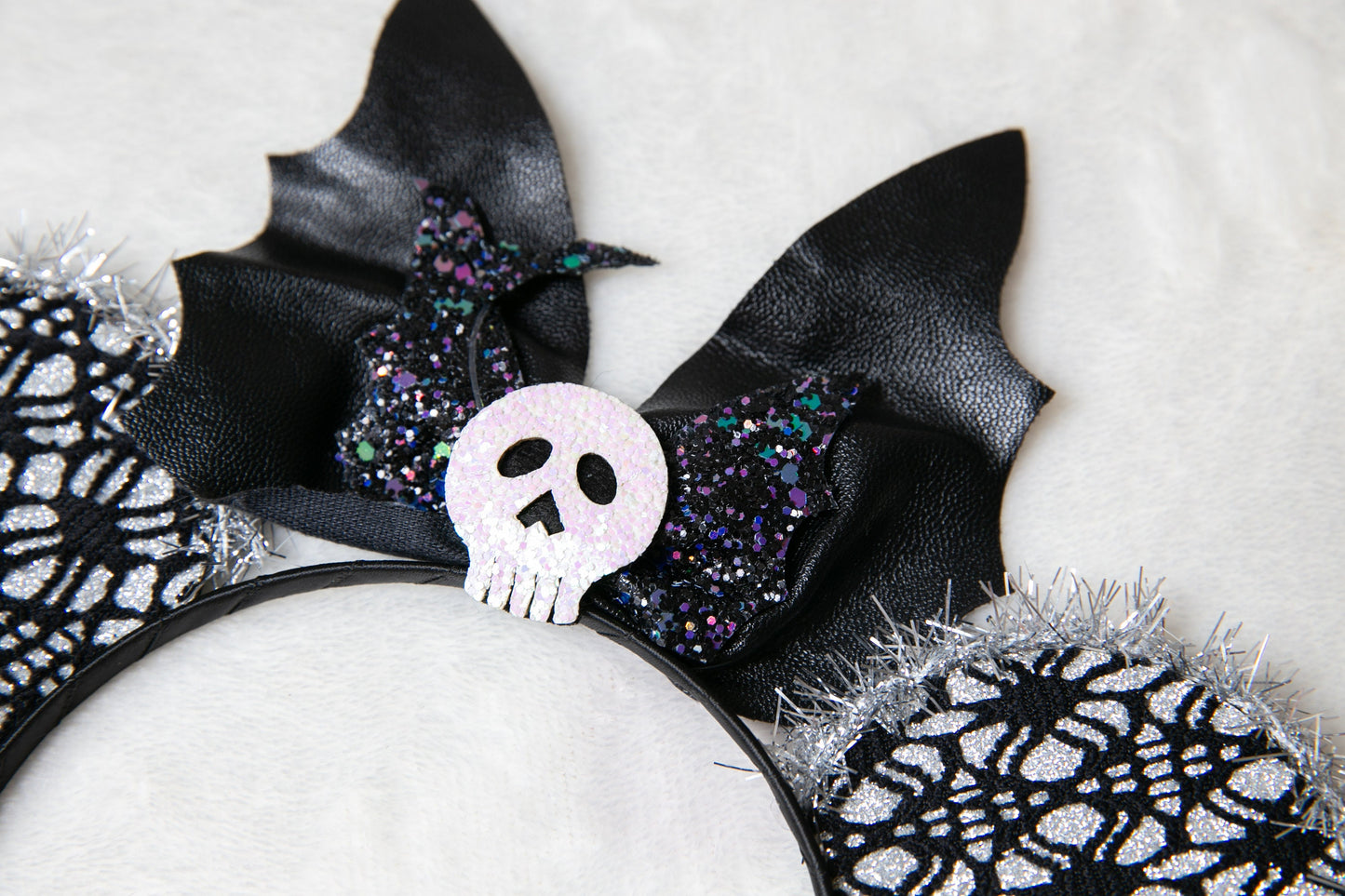 Spooky Skull Oversized Women teen girls Halloween headband Headpiece, cute Mickey mouse ears, hair loop halloween party Costume accessory