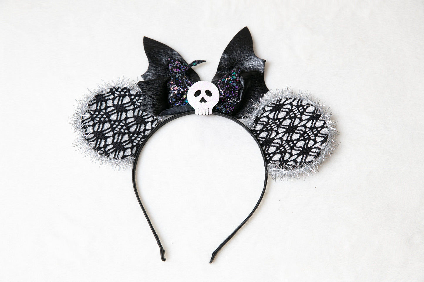 Spooky Skull Oversized Women teen girls Halloween headband Headpiece, cute Mickey mouse ears, hair loop halloween party Costume accessory