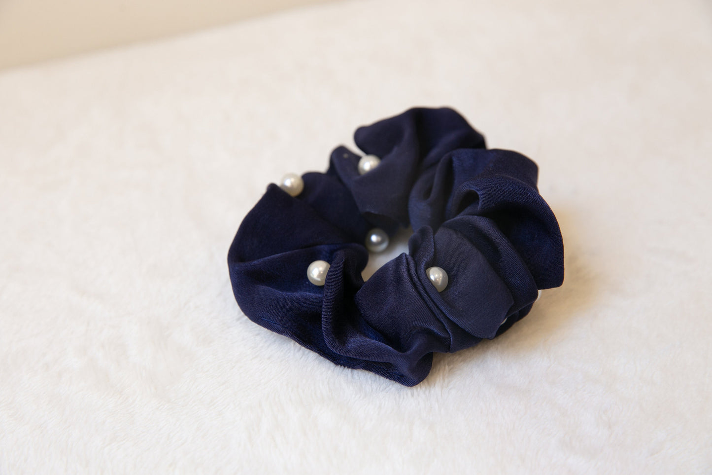 Soft Satin Pearl Scrunchie Set, Holiday vibe women girl teen Hair Accessories, elastic hair tie, parisian style effortless chic Scrunchie