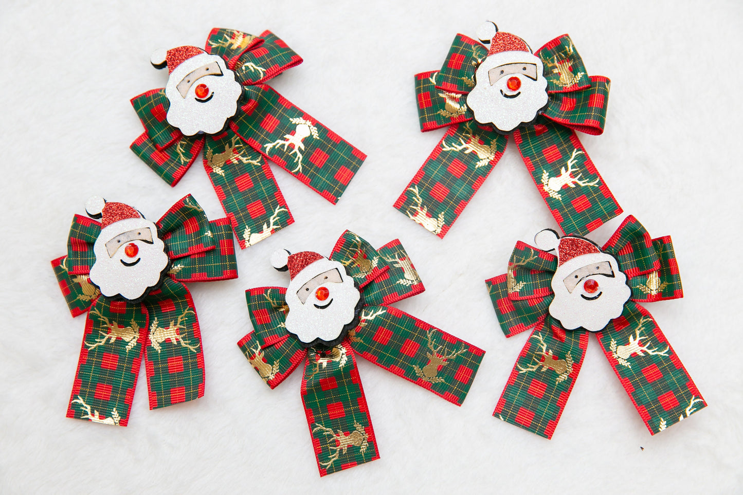 2024 Big Christmas hair clips for baby toddler girl,  Santa reindeer ribbon bow gift red green oversize bow hair clip party accessory