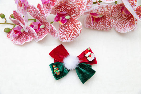 High Quality Velvet Christmas bow hair clip for baby girl toddler kids hair accessories gift, big large clip hair bow tie Christmas gift