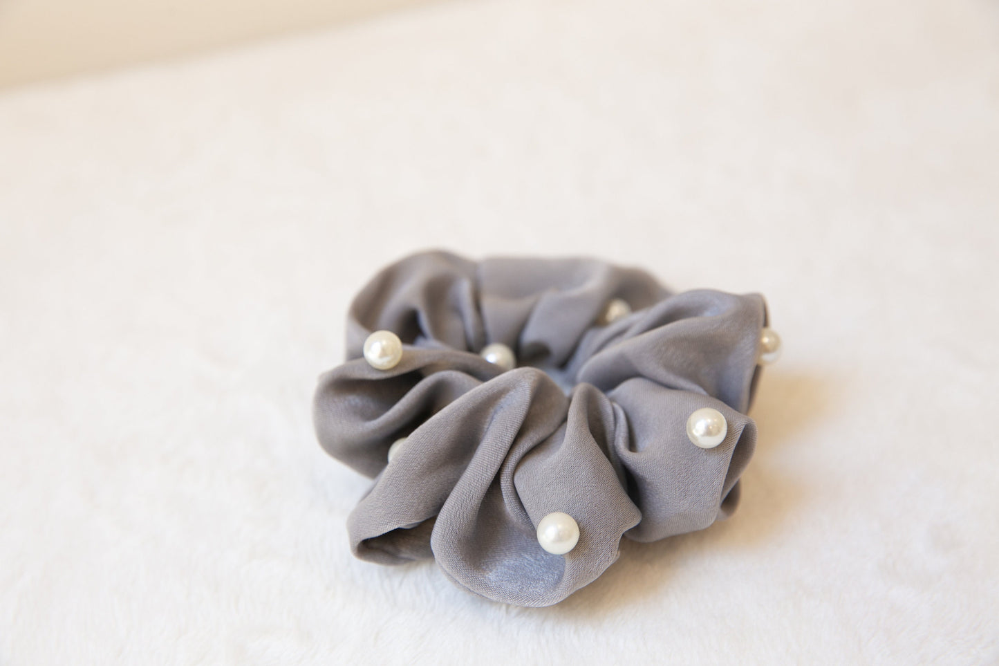 Soft Satin Pearl Scrunchie Set, Holiday vibe women girl teen Hair Accessories, elastic hair tie, parisian style effortless chic Scrunchie