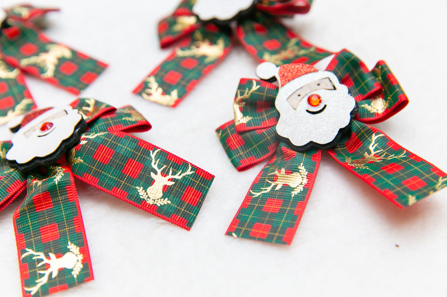 2024 Big Christmas hair clips for baby toddler girl,  Santa reindeer ribbon bow gift red green oversize bow hair clip party accessory