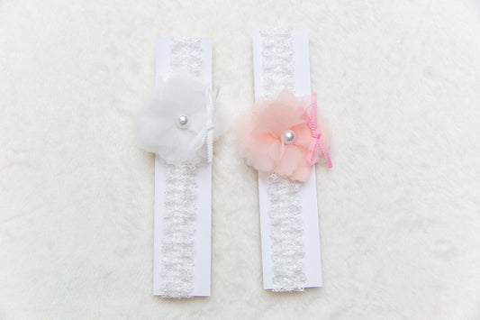 Floral lace baby headband, white pink infant toddler girl soft headband headwear, newborn flower headband photography props one size fit all