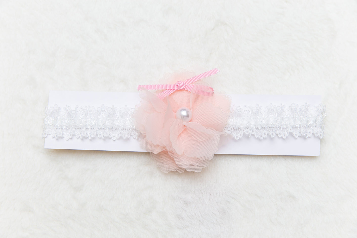 Floral lace baby headband, white pink infant toddler girl soft headband headwear, newborn flower headband photography props one size fit all