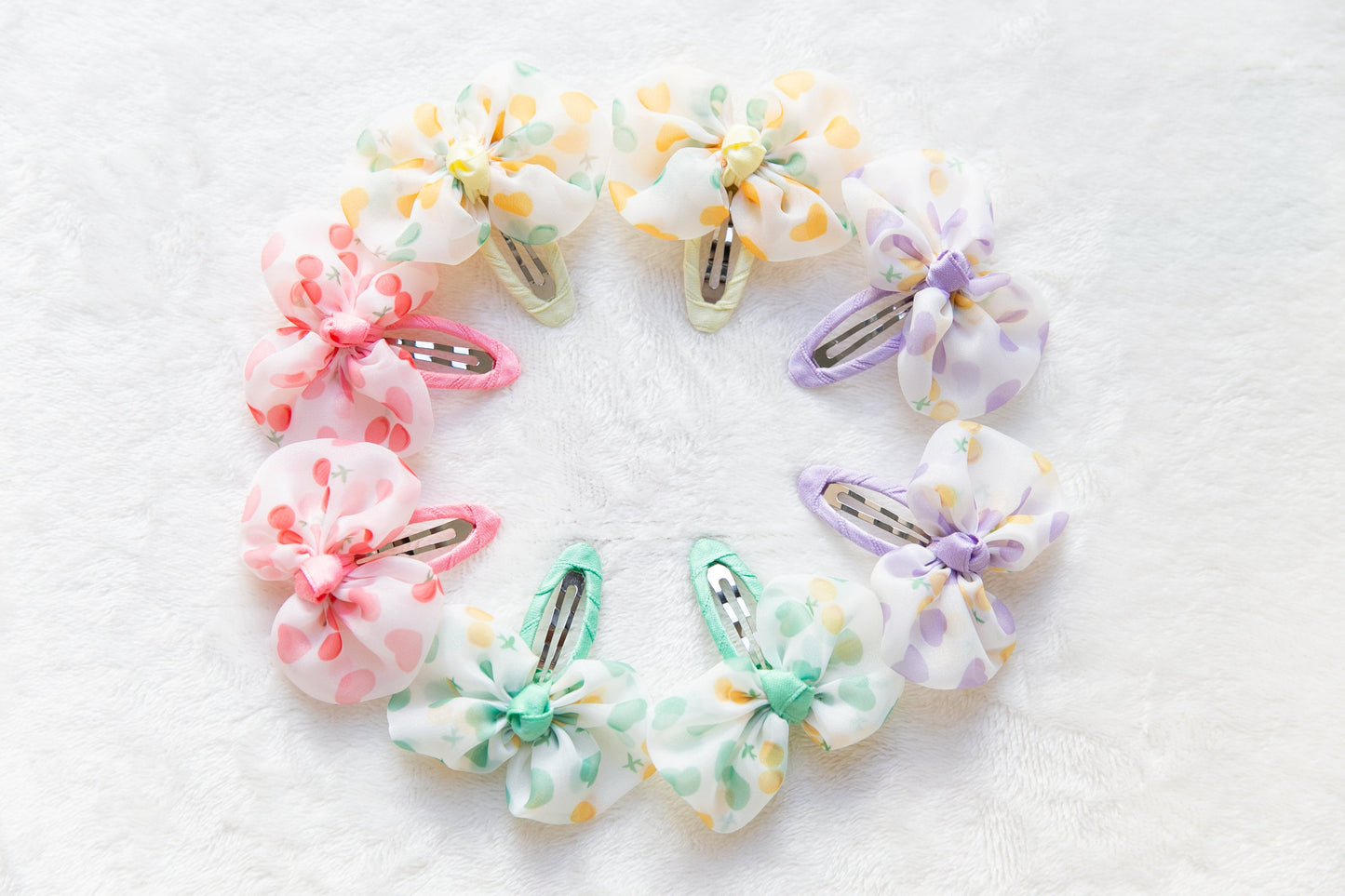 Girl bow hair Clip sets, baby toddler daily Fringe Clips, handmade Cute pink yellow purple green hair snap clips, cute Pigtail hair bow gift