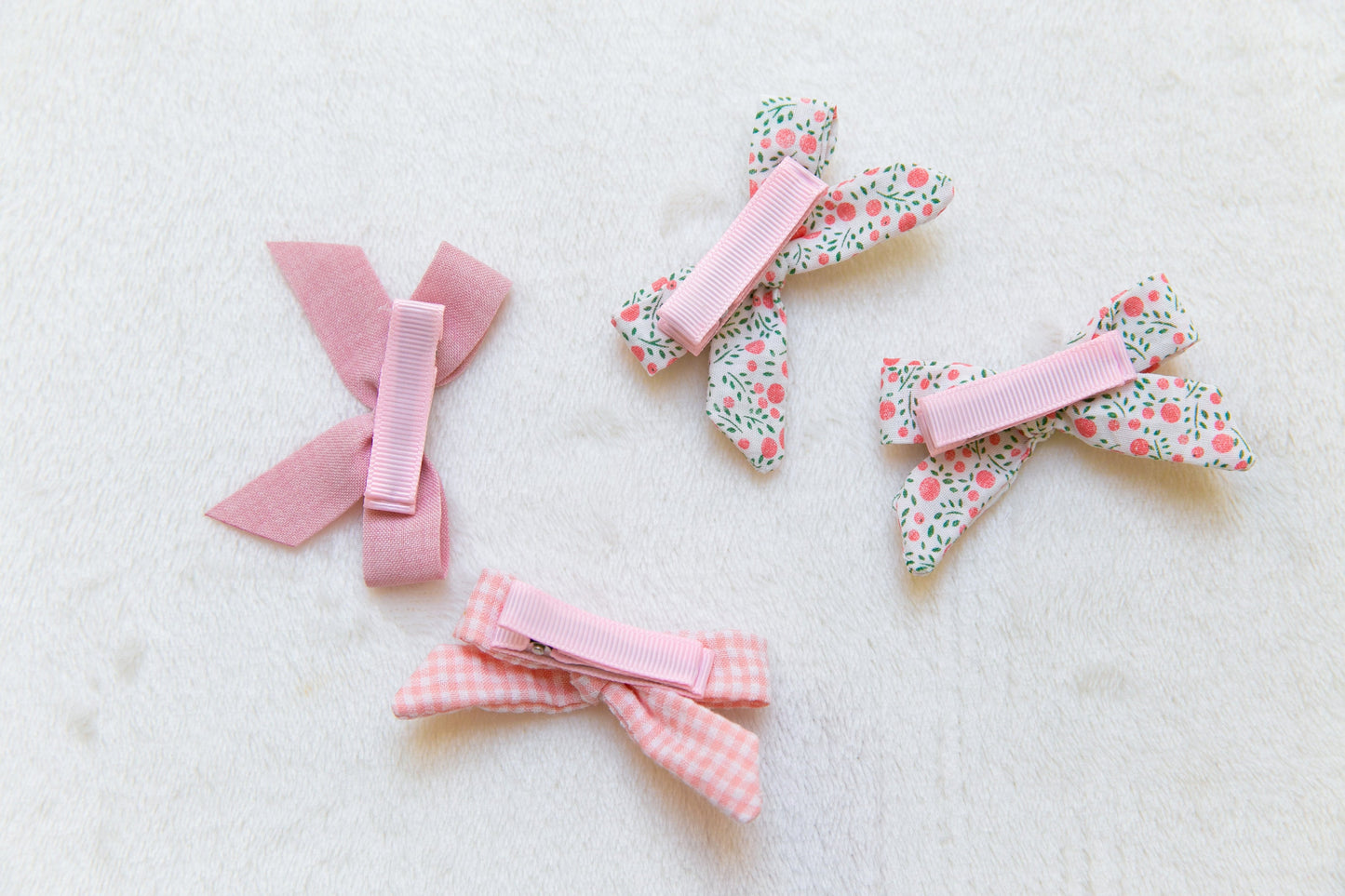 Pink baby bow hair clip sets, toddler girl student flower hair accessory, baby gift, hair accessory, floral plaid plain linen bow hair clip