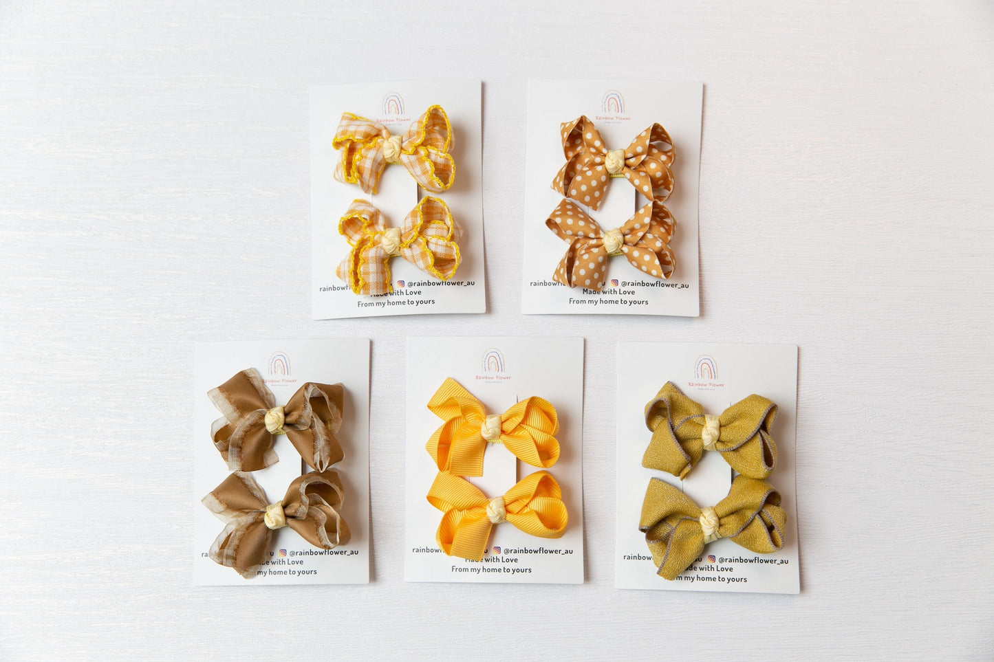 Yellow Baby Toddler hair Clip sets, Infant Girl alligator Fringe Clips, lemon earthy tones floral stripe baby ribbon bow clip Good quality