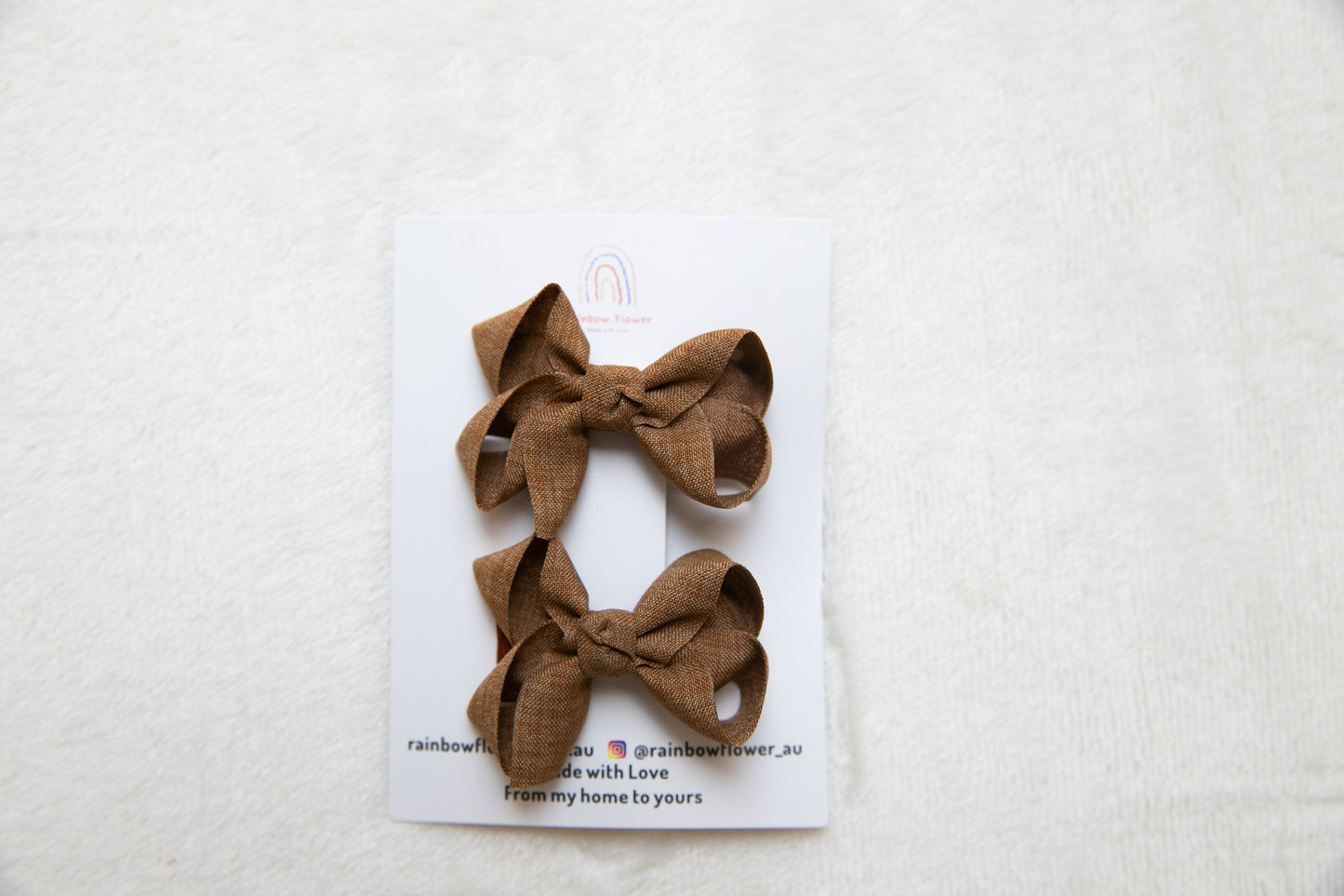 Earthy tones Baby Toddler girl bow hair Clip sets, Beautiful fabric Infant Fringe Clips, beige brown floral dots Pigtail hair bow party gift