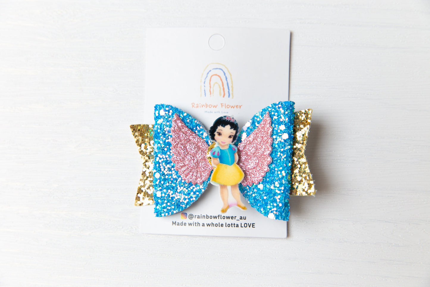 Princess Girl Hair Clips 8 styles - Mermaid Rapunzel Jasmine Snow White Cinderella Aurora glitter bow Hair clip Accessory handmade gift