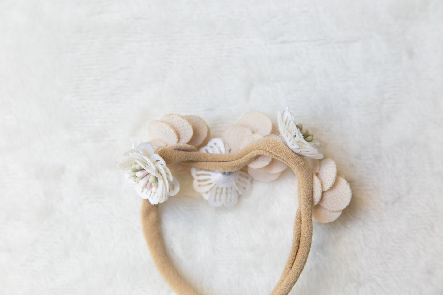 Unique Floral Baby toddler flower headband, Exquisite flower girl headband, infant flower crown, baby shower gift white beige peach headband