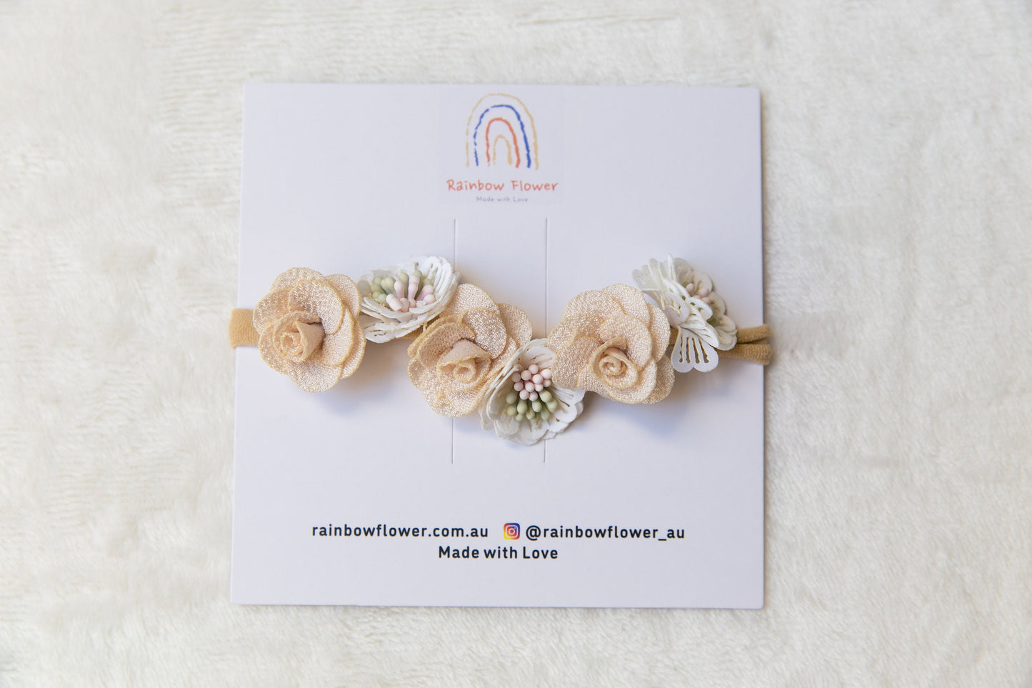 Unique Floral Baby toddler flower headband, Exquisite flower girl headband, infant flower crown, baby shower gift white beige peach headband