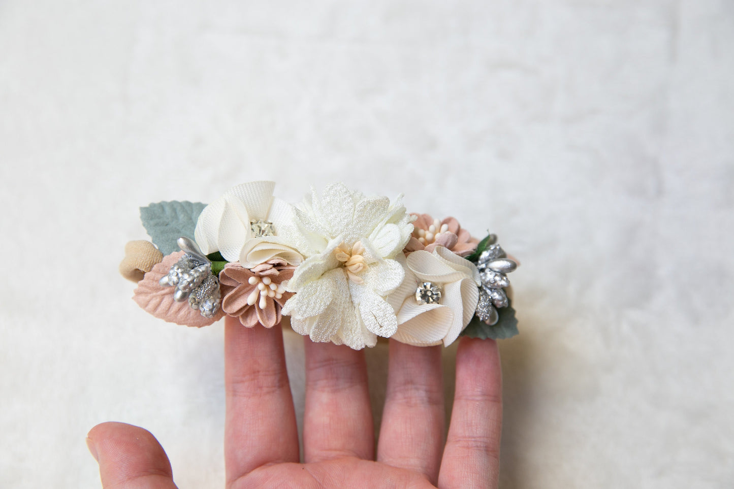 Unique Floral Baby toddler flower headband, Exquisite flower girl headband, infant flower crown, baby shower gift white beige peach headband