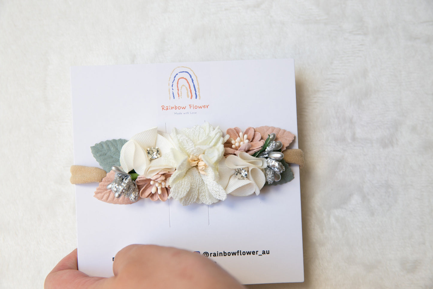 Unique Floral Baby toddler flower headband, Exquisite flower girl headband, infant flower crown, baby shower gift white beige peach headband