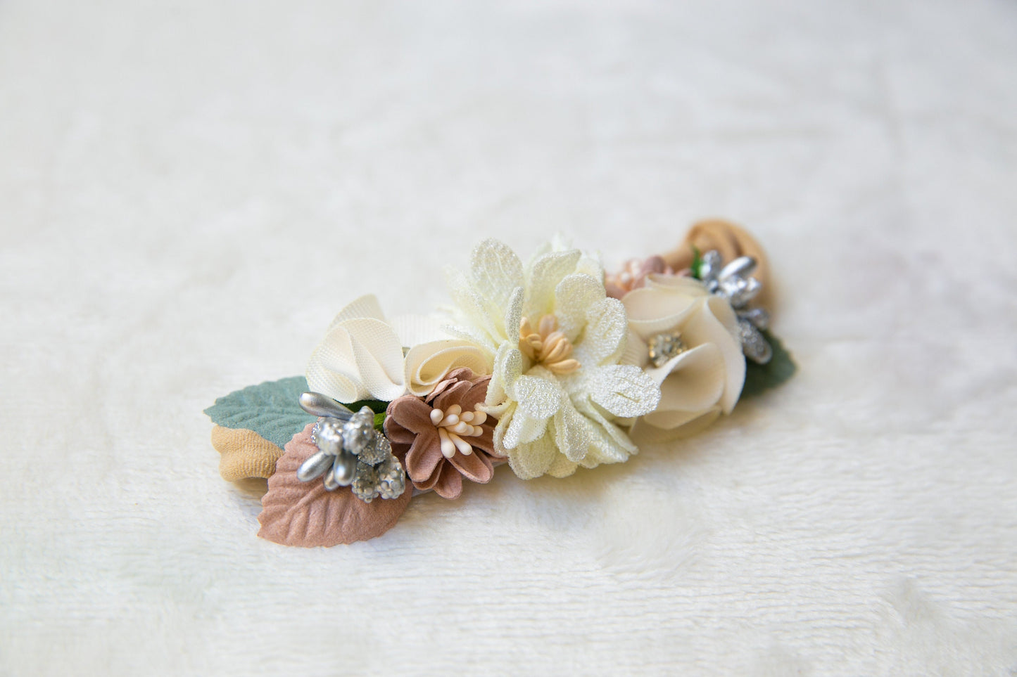 Unique Floral Baby toddler flower headband, Exquisite flower girl headband, infant flower crown, baby shower gift white beige peach headband