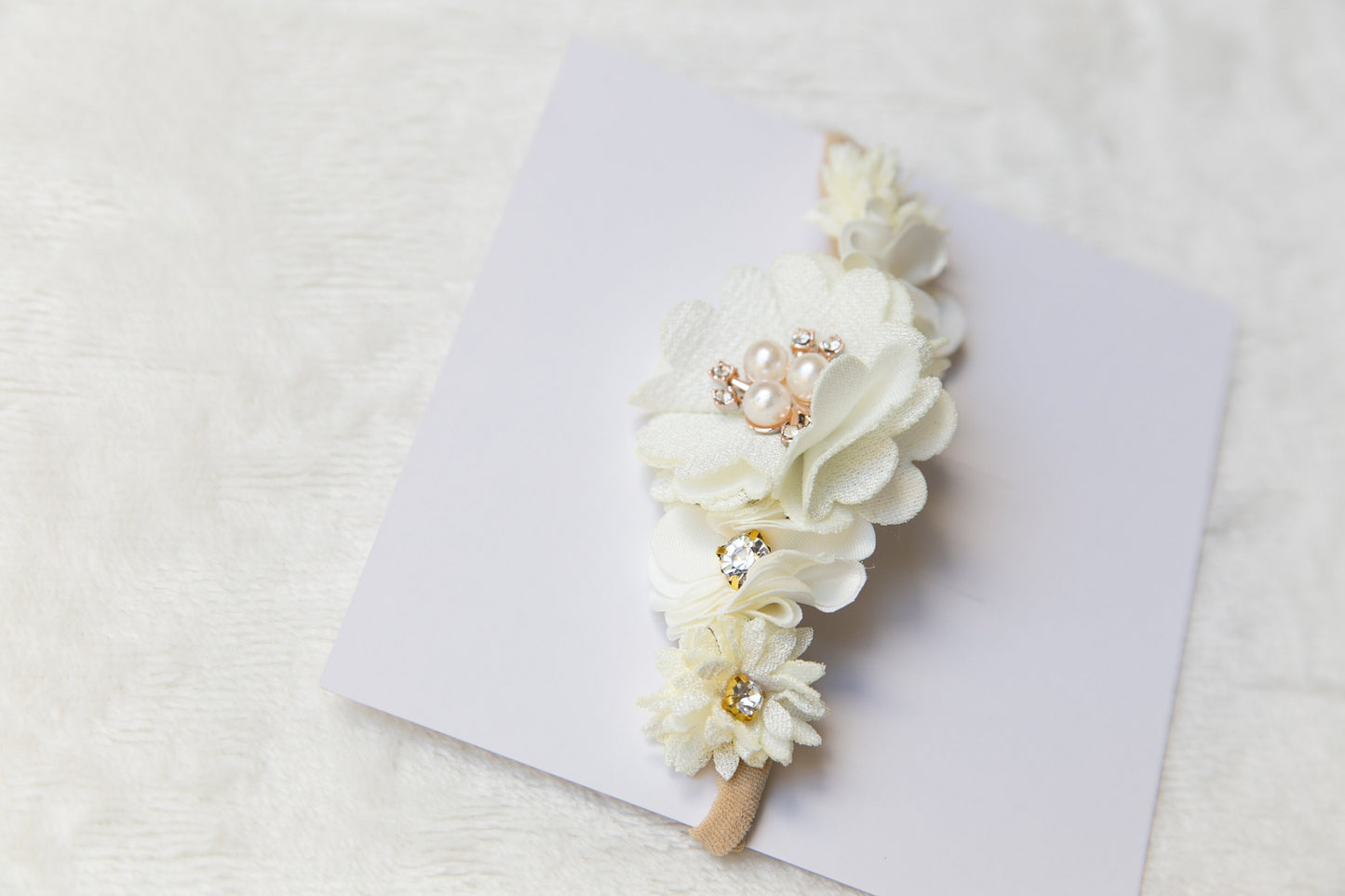 Unique Floral Baby toddler flower headband, Exquisite flower girl headband, infant flower crown, baby shower gift white beige peach headband