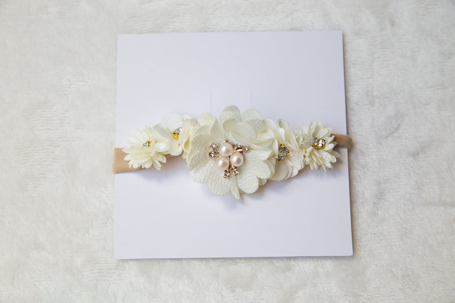 Unique Floral Baby toddler flower headband, Exquisite flower girl headband, infant flower crown, baby shower gift white beige peach headband