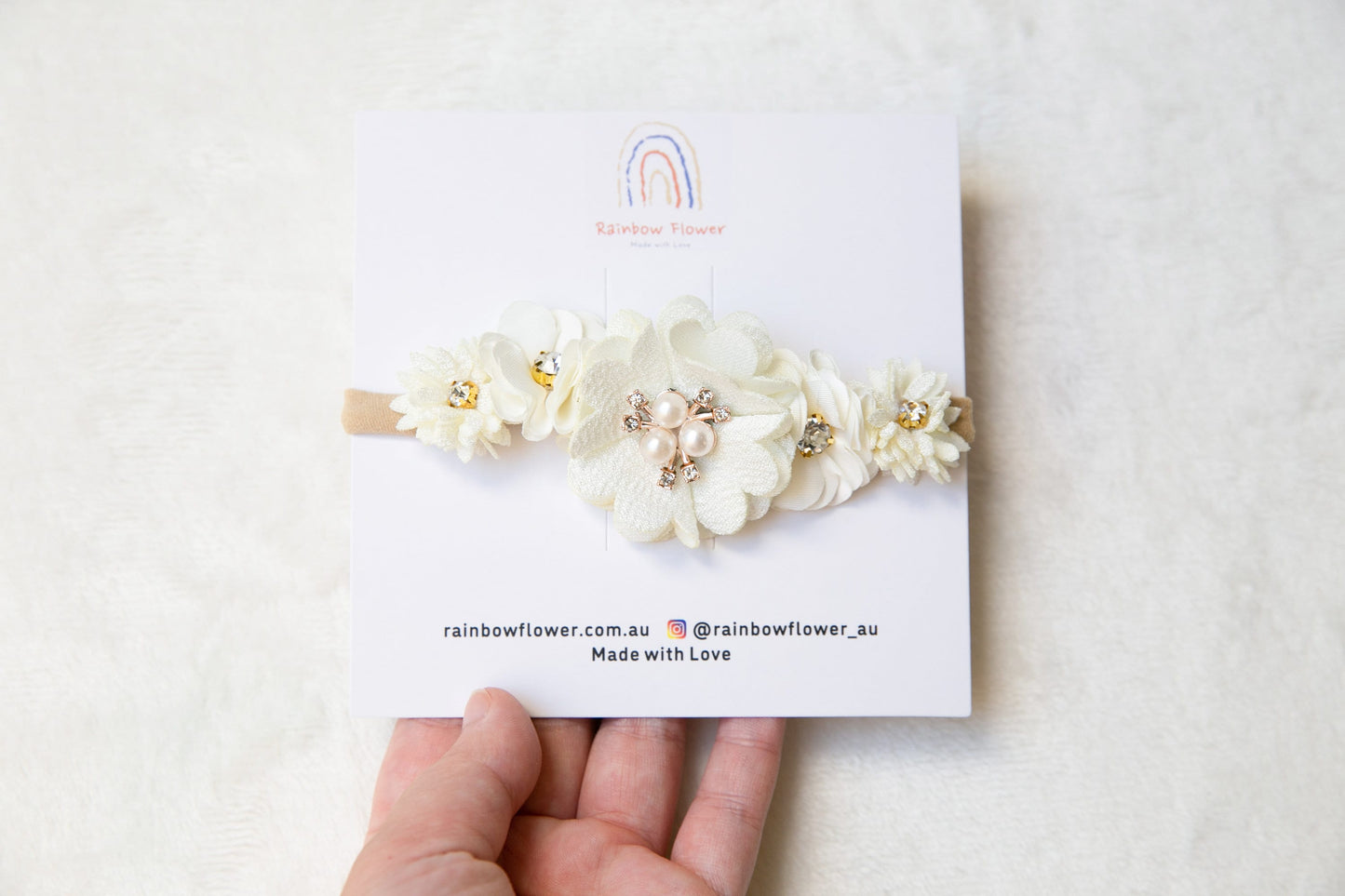 Unique Floral Baby toddler flower headband, Exquisite flower girl headband, infant flower crown, baby shower gift white beige peach headband