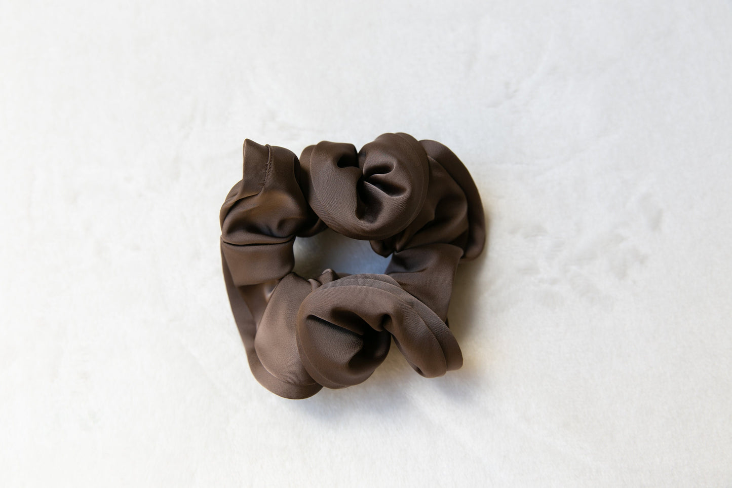 High Quality Satin Women Scrunchie - Beige Sienna Brown, Chic and Minimalistic, Sophisticated Elegance Oversize Fashion hair tie Handmade