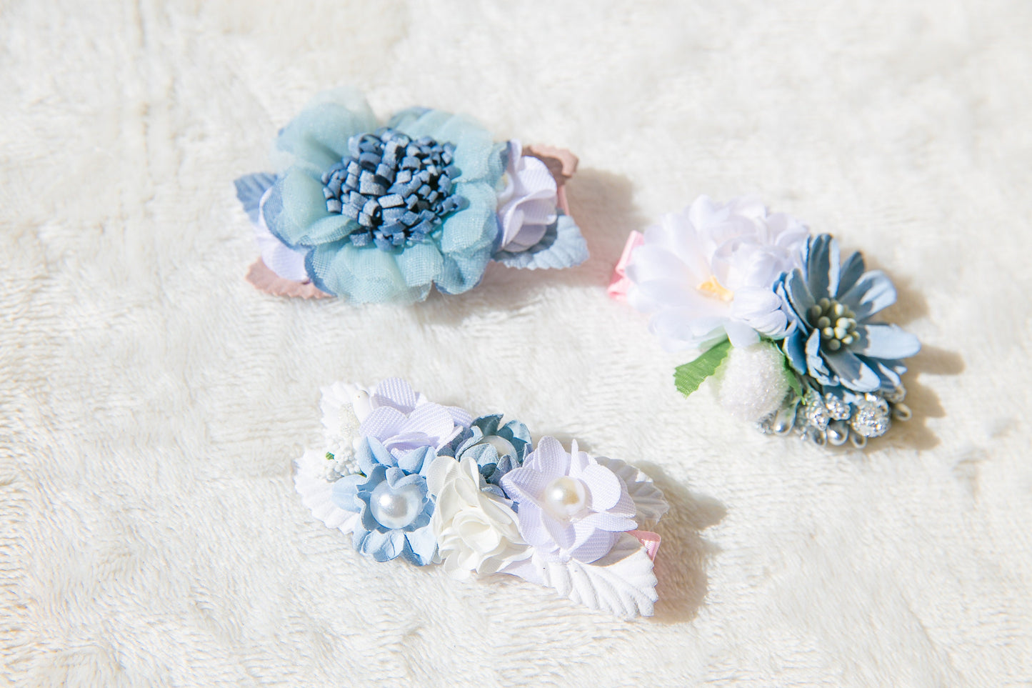 Exquisite Blue floral hair clip, Flower girl hair clip, toddler blooms flower hair clip, slate blue grey baptism hair Wedding Accessories