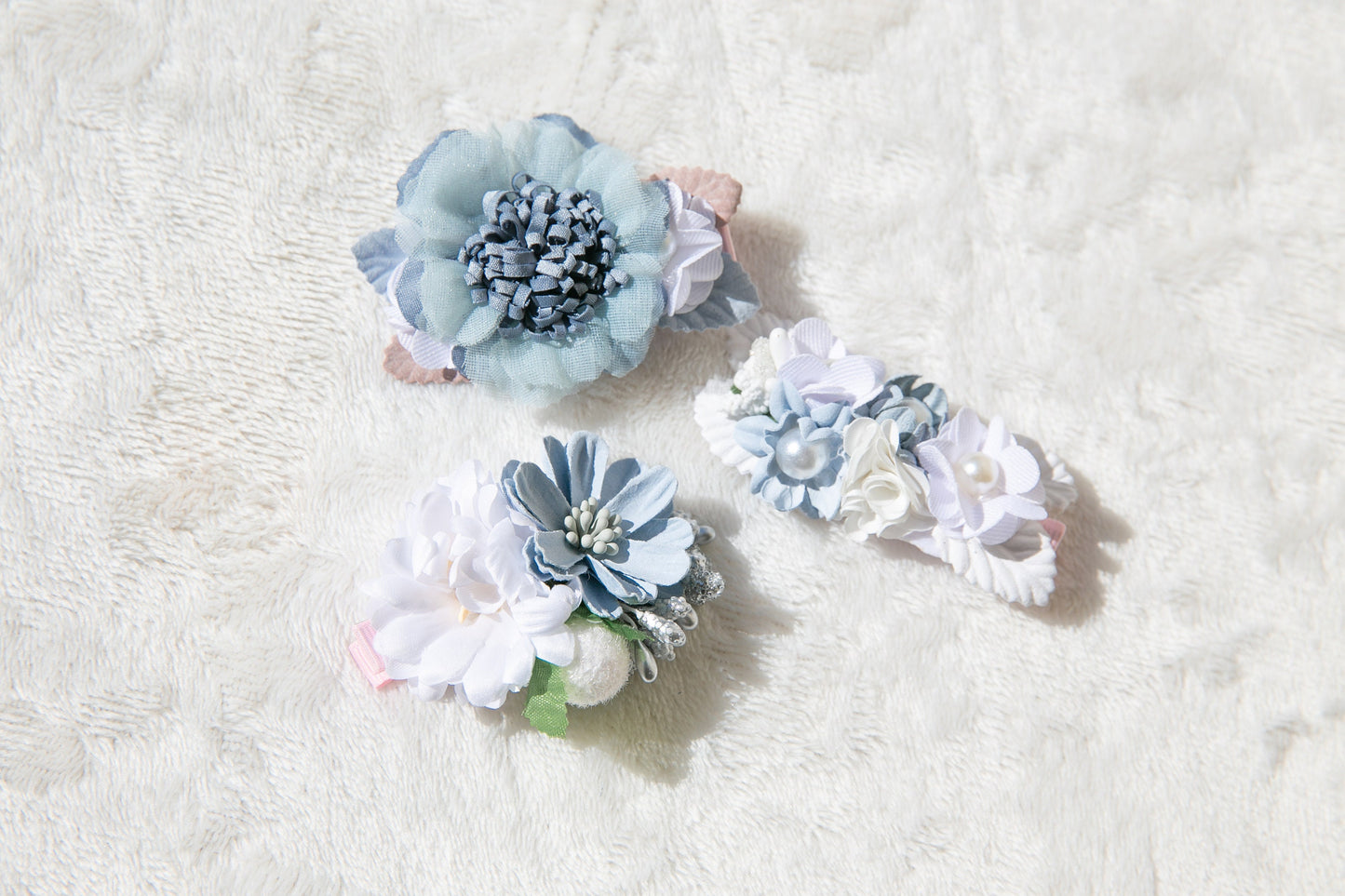 Exquisite Blue floral hair clip, Flower girl hair clip, toddler blooms flower hair clip, slate blue grey baptism hair Wedding Accessories