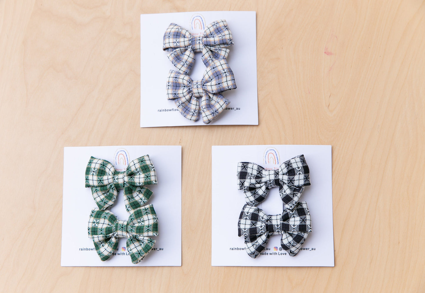 Australian Primary School Girls hair clip, handmade high quality hair bow aligator clip blue green black accessory Uniform Plaid Hair Clip