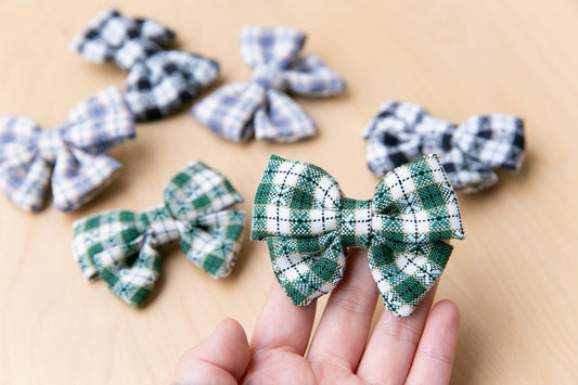 Australian Primary School Girls hair clip, handmade high quality hair bow aligator clip blue green black accessory Uniform Plaid Hair Clip