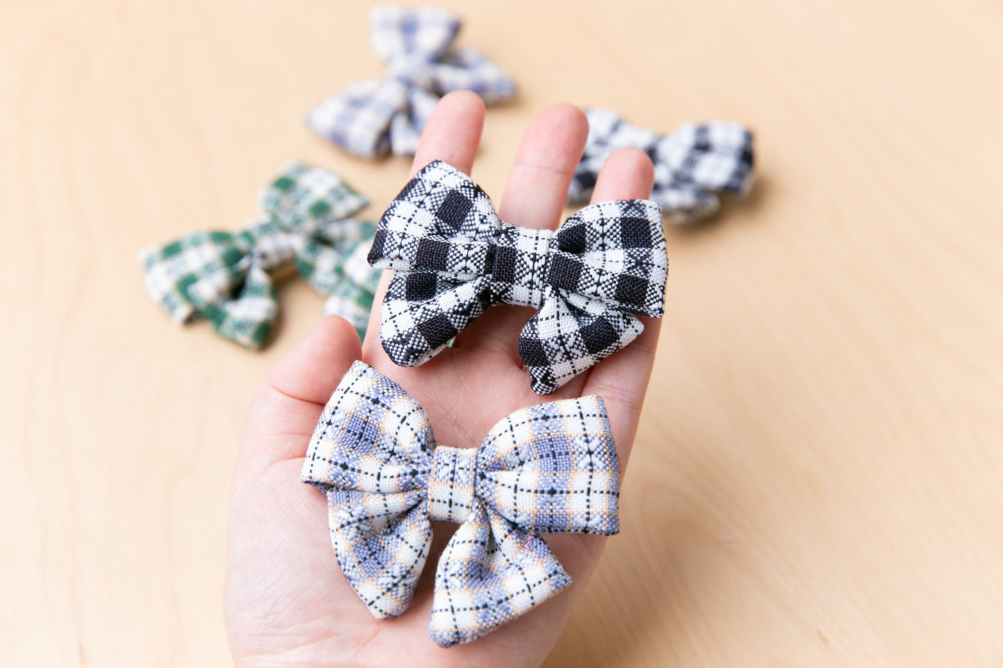 Australian Primary School Girls hair clip, handmade high quality hair bow aligator clip blue green black accessory Uniform Plaid Hair Clip