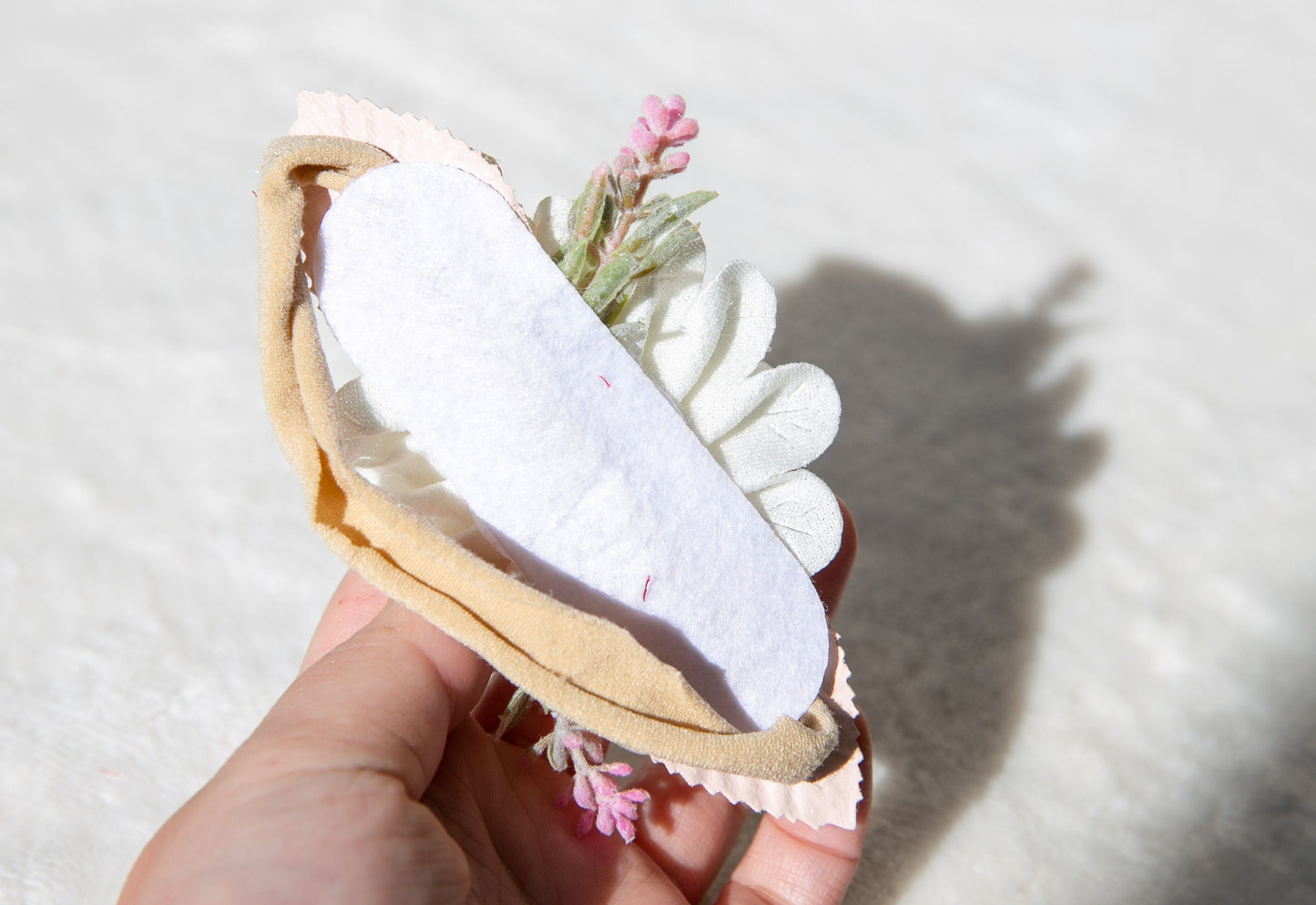 White beige Delicate baby Toddlers Headband, Adorned with Rhinestone Pearls and Beautiful Red Flowers Perfect for Photoshoot Props Gifts