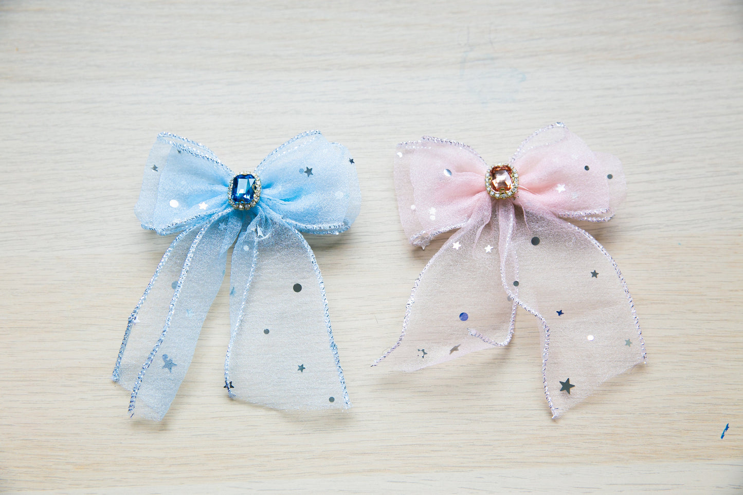 Princess girl Ribbon Bow Hair clips with rhinestone, toddler girl teen girl hair accessory, party gift OVERSIZED hair bow