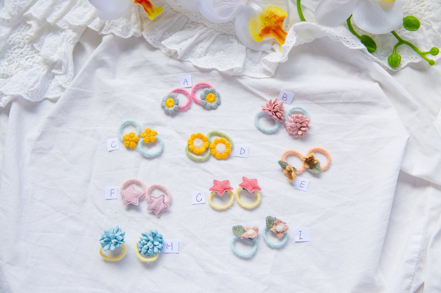 The most Soft Small Hair Ties for baby girl toddlers, Floral, Star, Sunflower, and Daisy  handcrafted for thin hair Gentle Baby Hair Ties