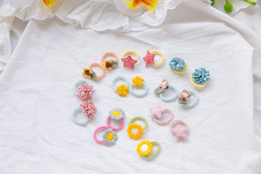 The most Soft Small Hair Ties for baby girl toddlers, Floral, Star, Sunflower, and Daisy  handcrafted for thin hair Gentle Baby Hair Ties