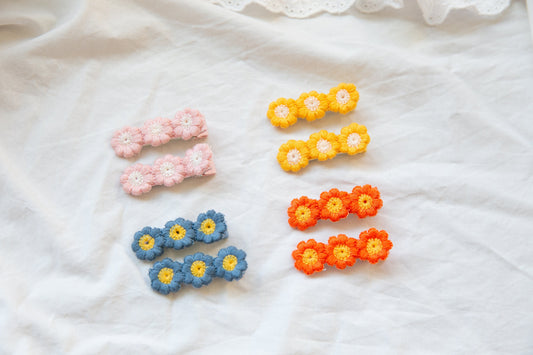 Floral Embroidered Baby Girl Hair Clips 4 colors handmade Flower Snap Clips for Infant Girls Toddler Hair Bows and Adorable Accessories gift