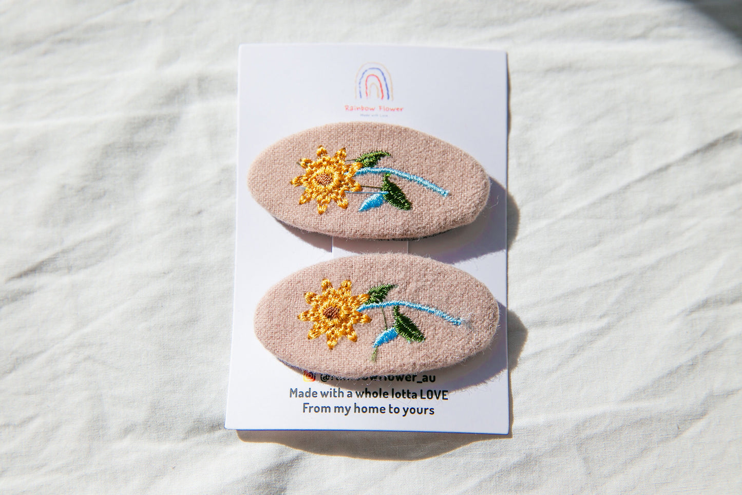 Flowers Hand Embroidery Girl Hair Clips Set of 2, Unique gift for Toddler Teen girls  Handmade Flower Hair Pin Floral gift for baby girl