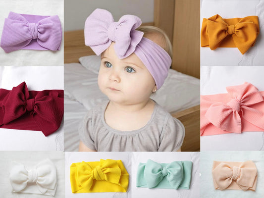 8 colors - Baby Ribbed Headband  Extra Large Top Knot  Bow Girls newborn infant baby toddler soft Headband